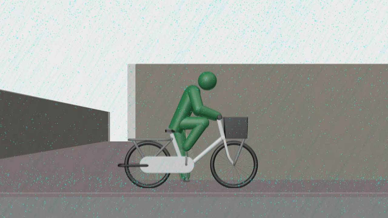 雨の自転車